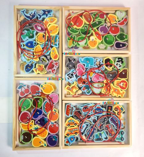 Picture of Magnetic Lacing and Fishing Box Toy Set - Vegetables, Fruits, Vehicles, Animals, Fish (Per Variation)