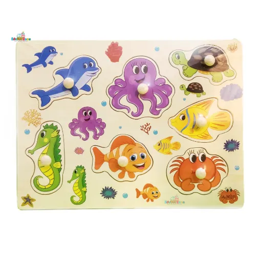 Picture of Matching Puzzle Wooden Pin Board - Fish