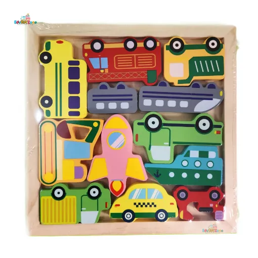 Picture of Wooden 3D Cartoon Block Puzzle - Vehicle